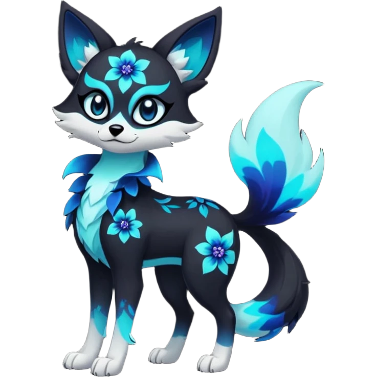 Multicolored gloomy glowing bioluminescent dark edgy gothic spooky cool badass cute adorable pretty cool elegant realistic floral exotic Falvie-Fionbri-fursona, full body emoji