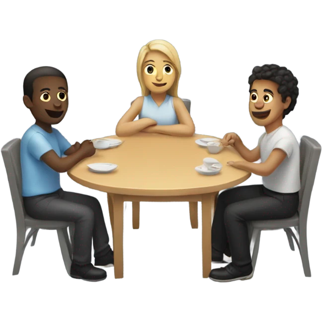 6 people sitting either side of a table emoji
