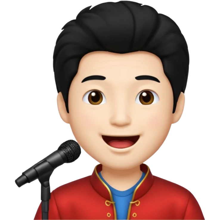 chinese man with big hair singing emoji