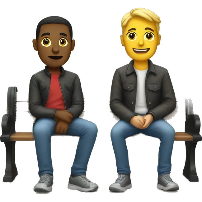2 stragers sitting on park bench emoji