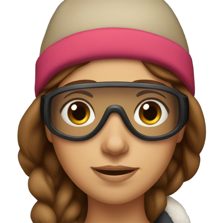 Brown haired girl with hat and going skiing with glasses emoji
