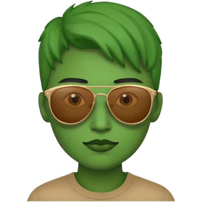 green lubricator and wearing sunglasses emoji