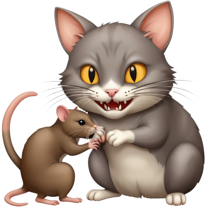 Cat fighting a rat emoji