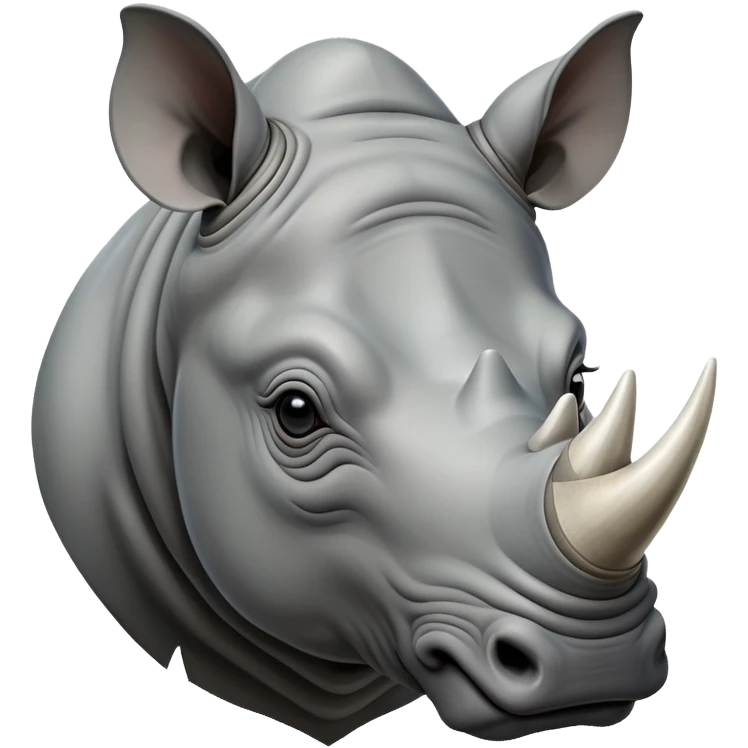 cinematic-noble--rhinoceros-portrait-emoji,slate-grey-hide--poised-and-regal,-with-a-massive,-powerful-build-and-a-thick, -deep-set-soulful-piercing-eyes,-simplified-yet-sharp-and-sophisticated-features,-highly-detailed,-large-black-eyes, zoomed out showing shoulders, large white horn  emoji