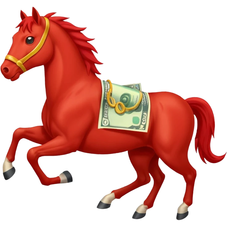red horse agressive running money emoji