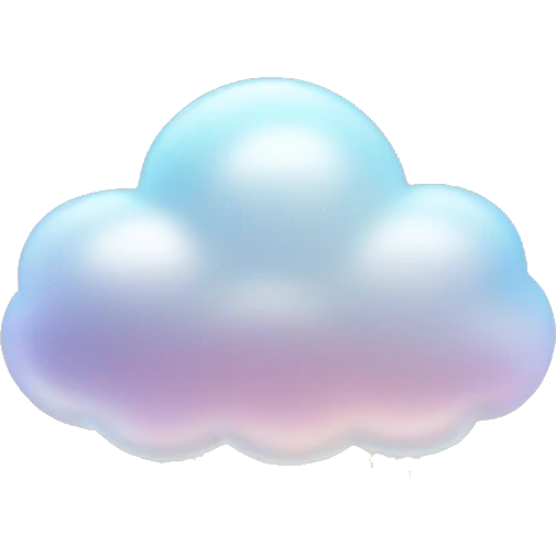 A smooth, translucent cloud with a subtle gradient, gently pulsing with light, and small, glowing raindrops falling from it.

 emoji
