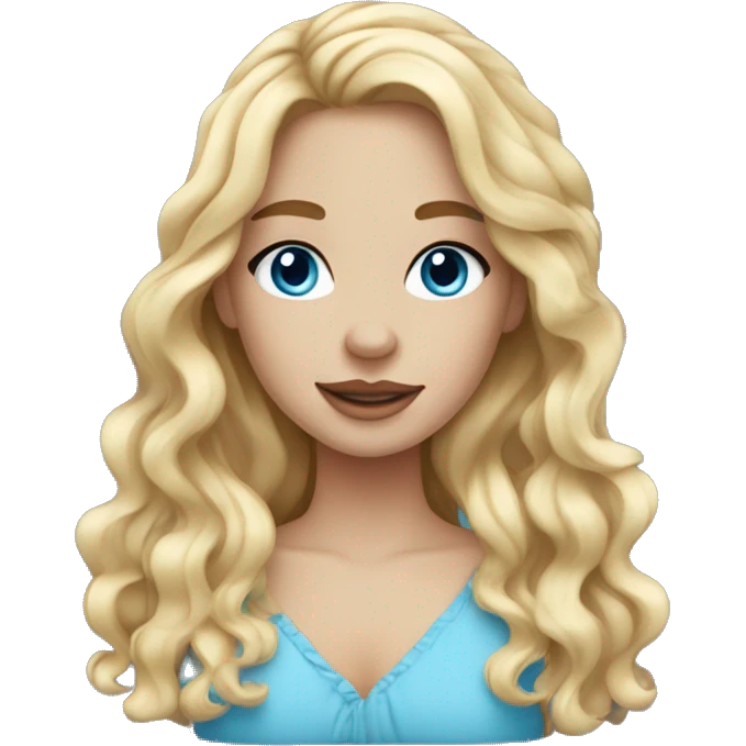 coquette girl long wavy blonde hair, blue eyes and freckles emoji