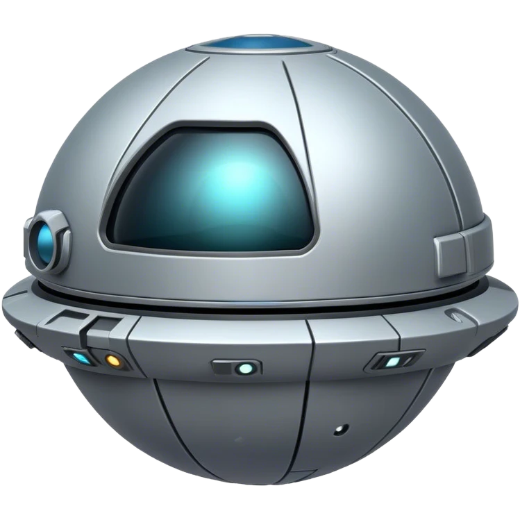 a realistic, spherical spaceship shaped like a ball, with a smooth surface and minimalistic details. Use a plain background. emoji