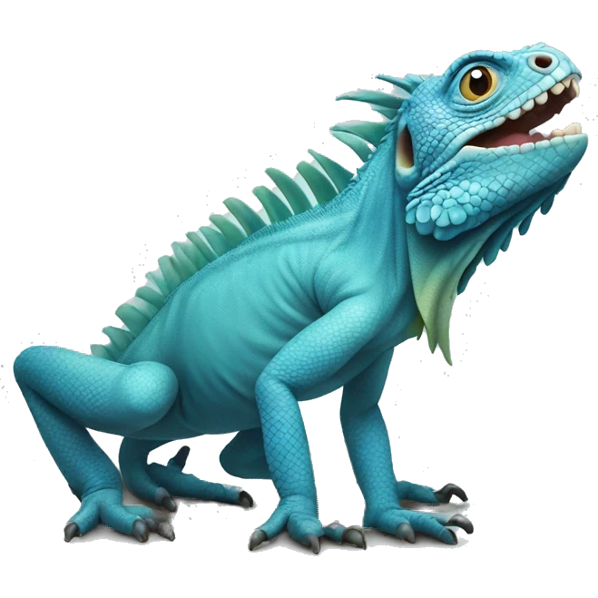 realistic crawling excited blue iguana  emoji