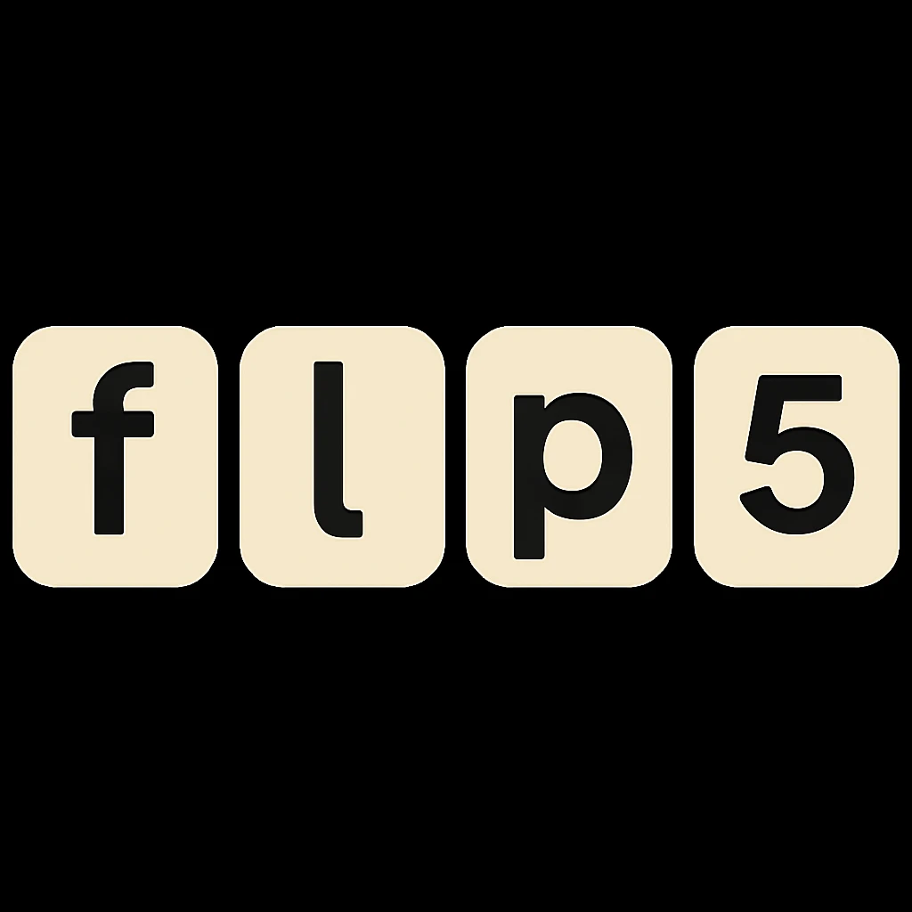 Make all the boxes the same color, keeping the minimal, modern, and clean look for the 'flip5' logo. Each letter remains in its own rounded box, but all boxes share a single color. emoji