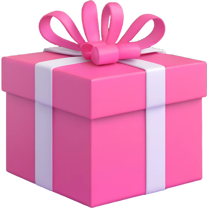 gift box, pink with white ribbon emoji