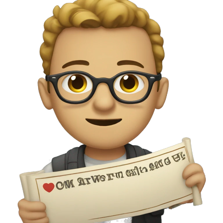 Guy with specs holding banner of Manwa_Flix emoji