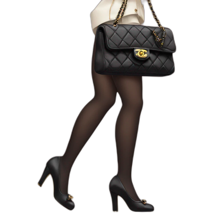 black classic chanel bag with legs emoji