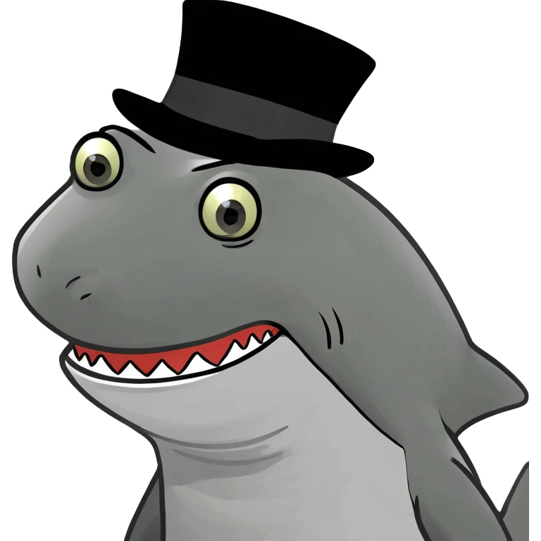 Shark with a top hat emoji