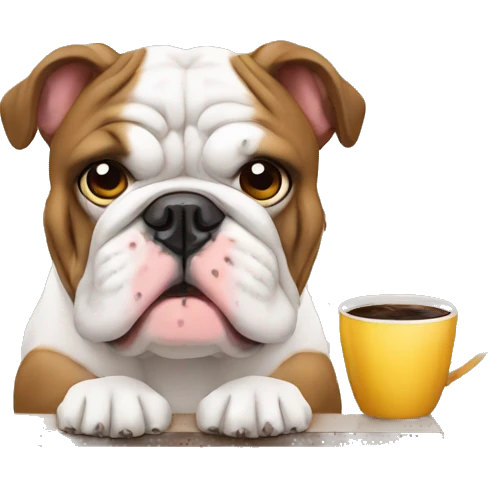 bulldog ingles drinking coffee emoji