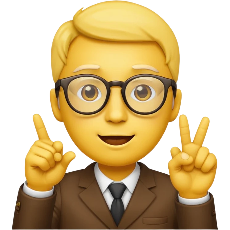 yellow face emoji wearing glasses and pointer finger pointing upwards on the right side emoji