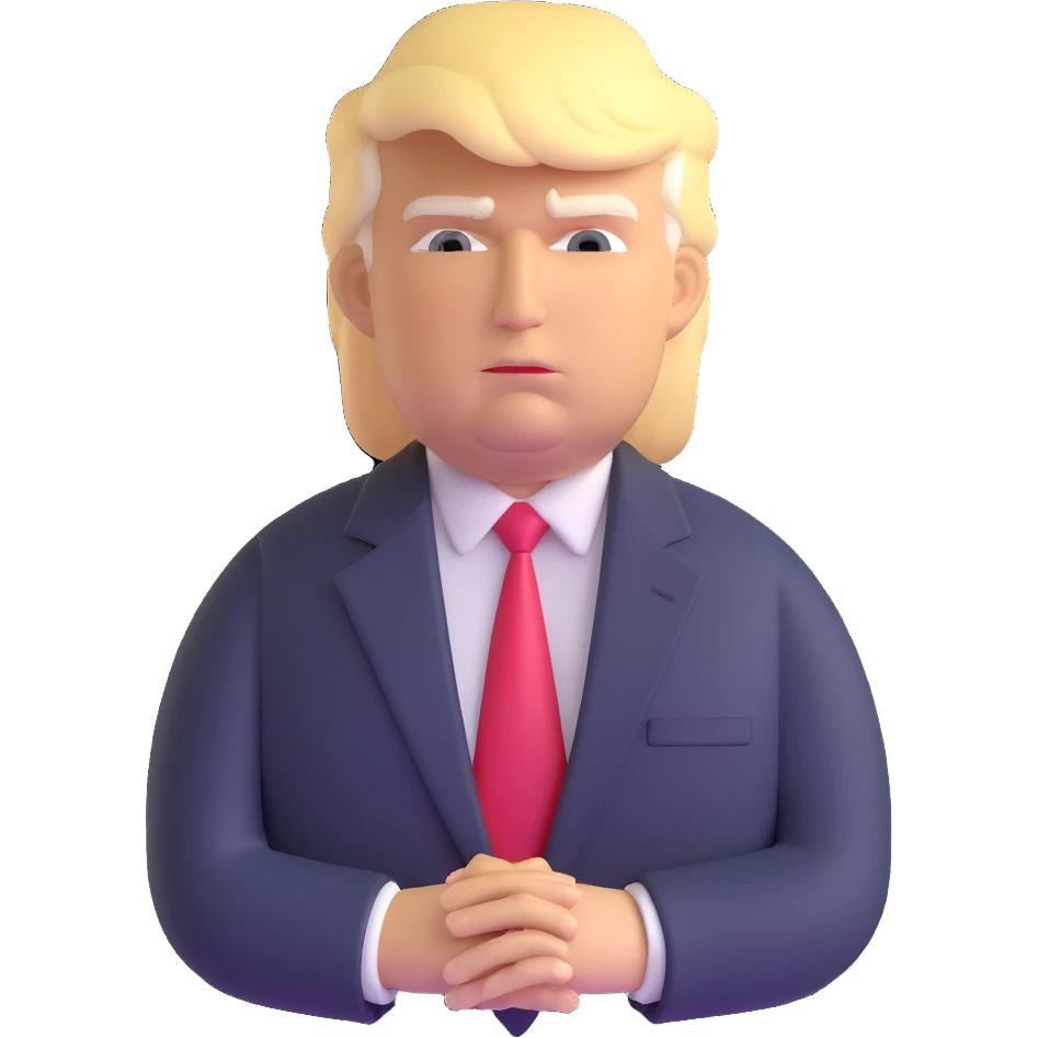 Donald Trump with blonde hair and suit emoji