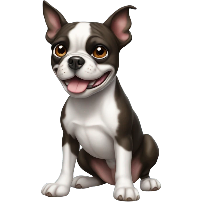 Laughing Boston terrier mixed with boxer emoji