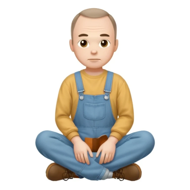Carl from Sling Blade, full body, sitting at a 3/4 angle emoji