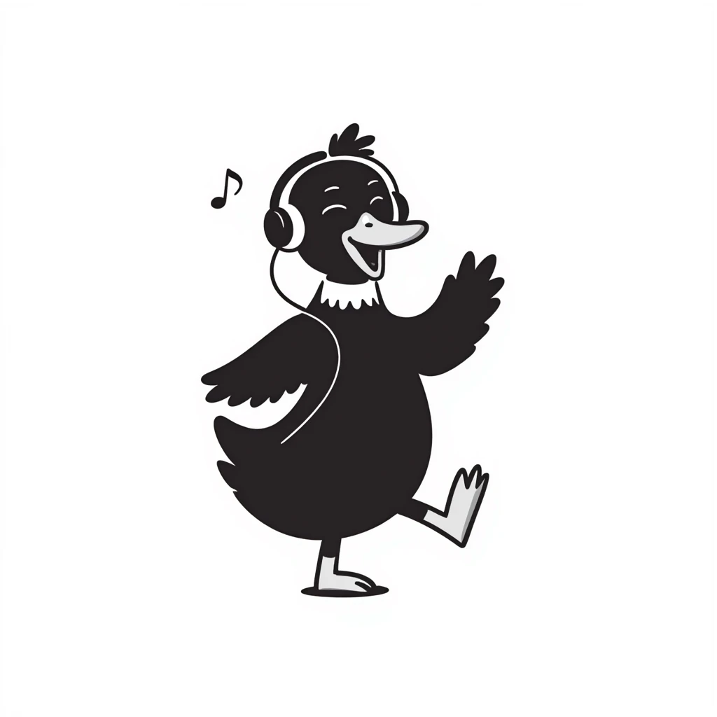 duck dancing to dubstep with headphones emoji
