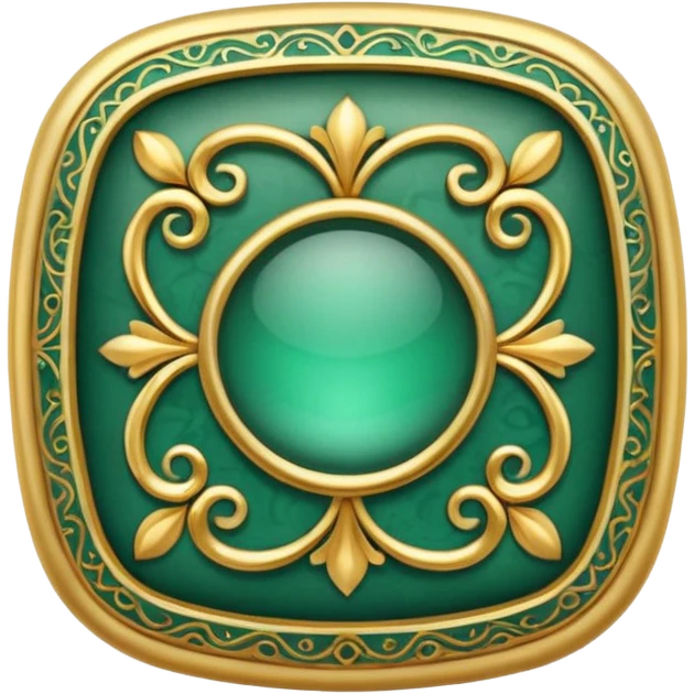 Jade and gold filigree style rounded square icon button emoji