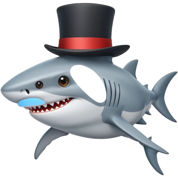 Shark with a top hat emoji