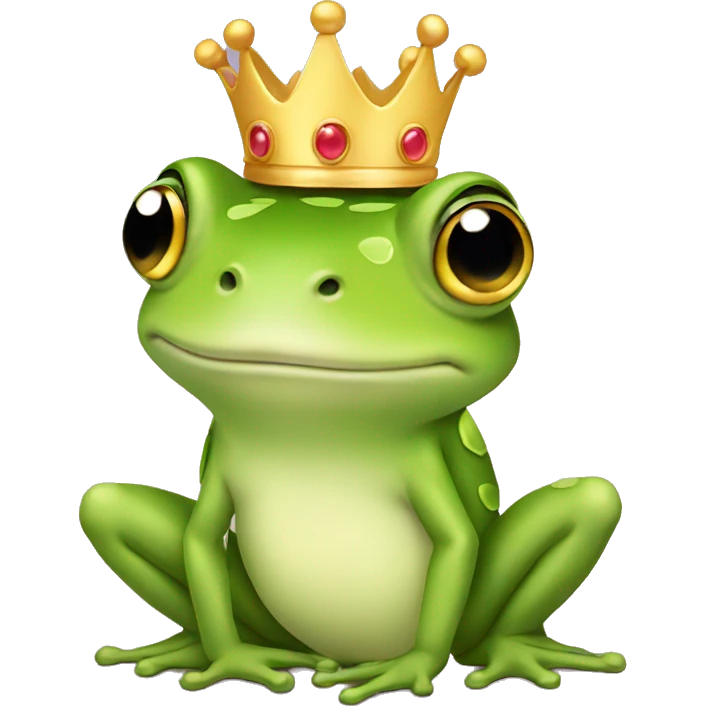 little cute prince frog with crown emoji