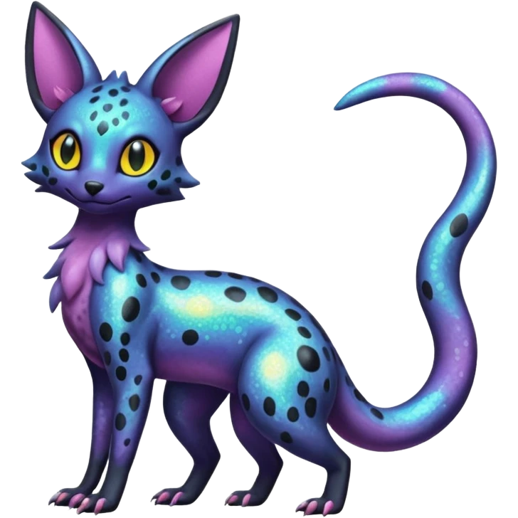 Shiny Salandit-Umbreon-Genet-Noivern-Noibat-Serval-Hybrid (Full body) emoji