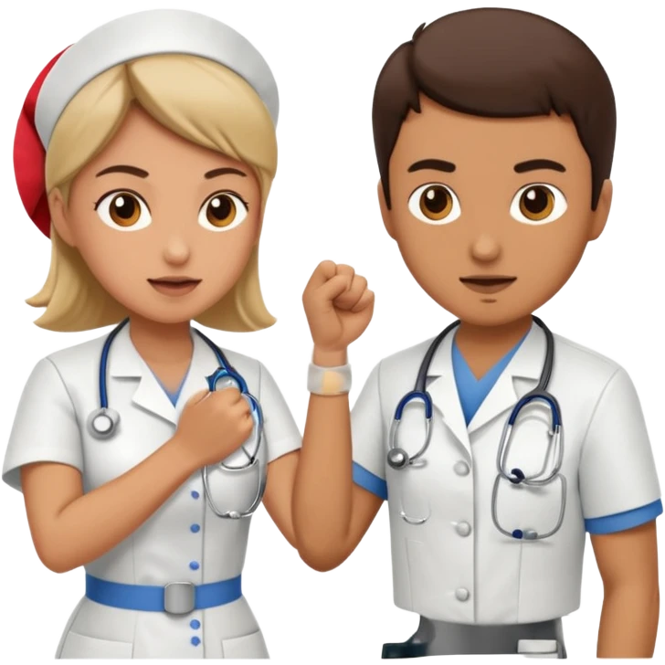 A nurse fighting a doctor  emoji