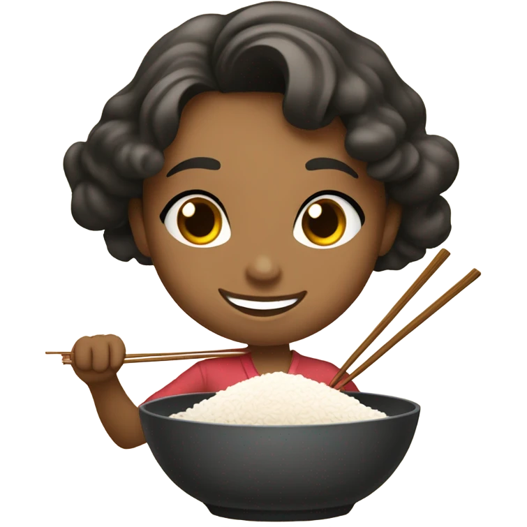 Cute girl eating rice emoji