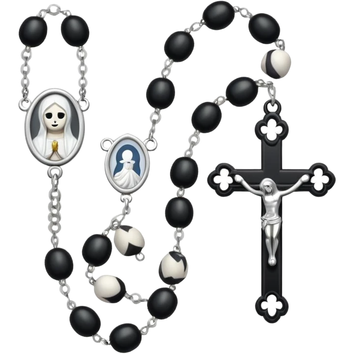 Gothic white rosary with  of beads emoji