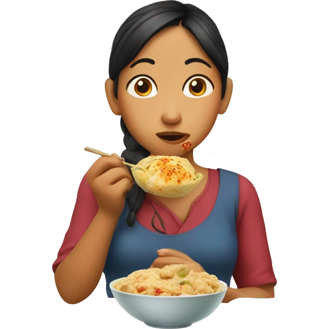 nepali girl eating momo emoji