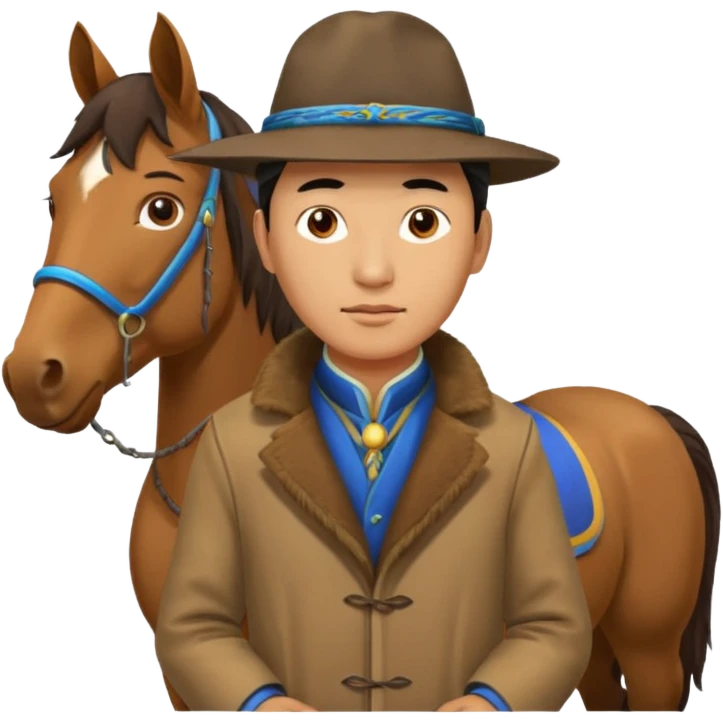 Cheval mongol avec chapeau emoji