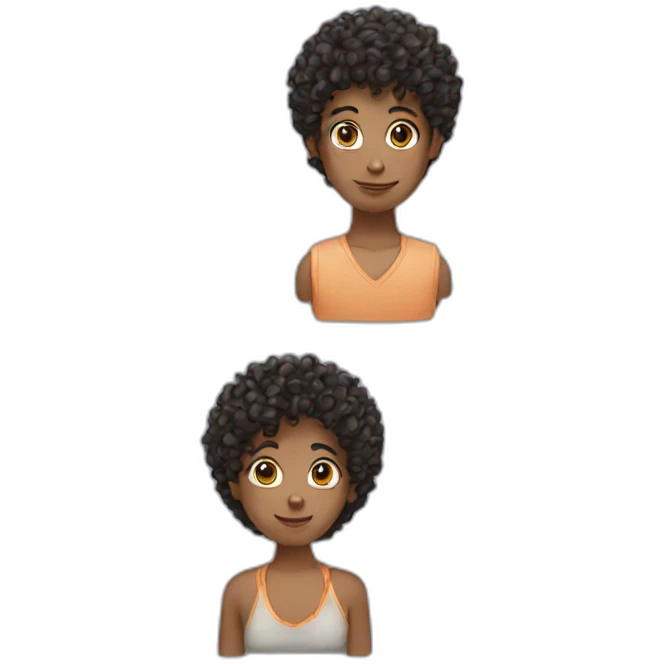 Curly girl and curly boy emoji