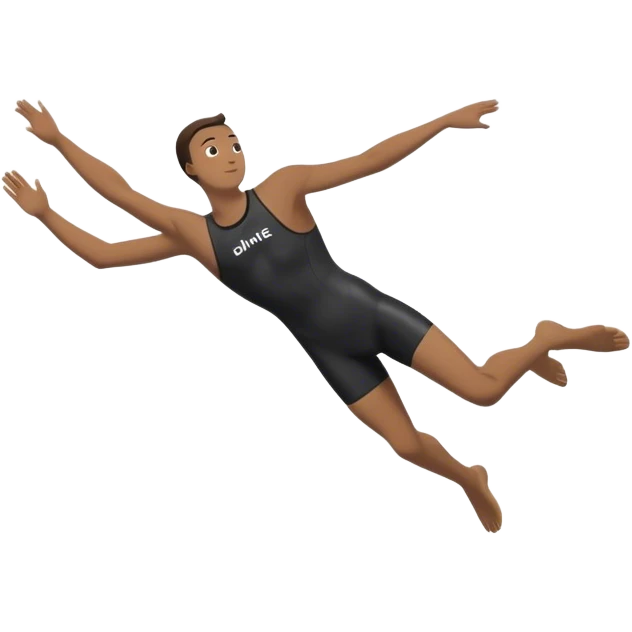 A diver mid-air after jumping off a diving pool,  Below him, a pool labeled "Confidence". A subtle 5-4-3-2-1 on the diving board shows they took the leap despite fear. emoji