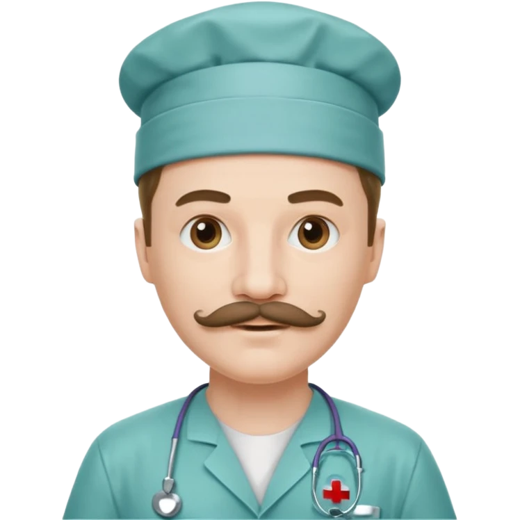 mustached doctor with surgery hat emoji