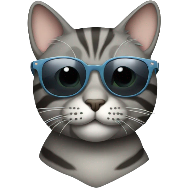 Gray tabby Cat with sunglasses emoji