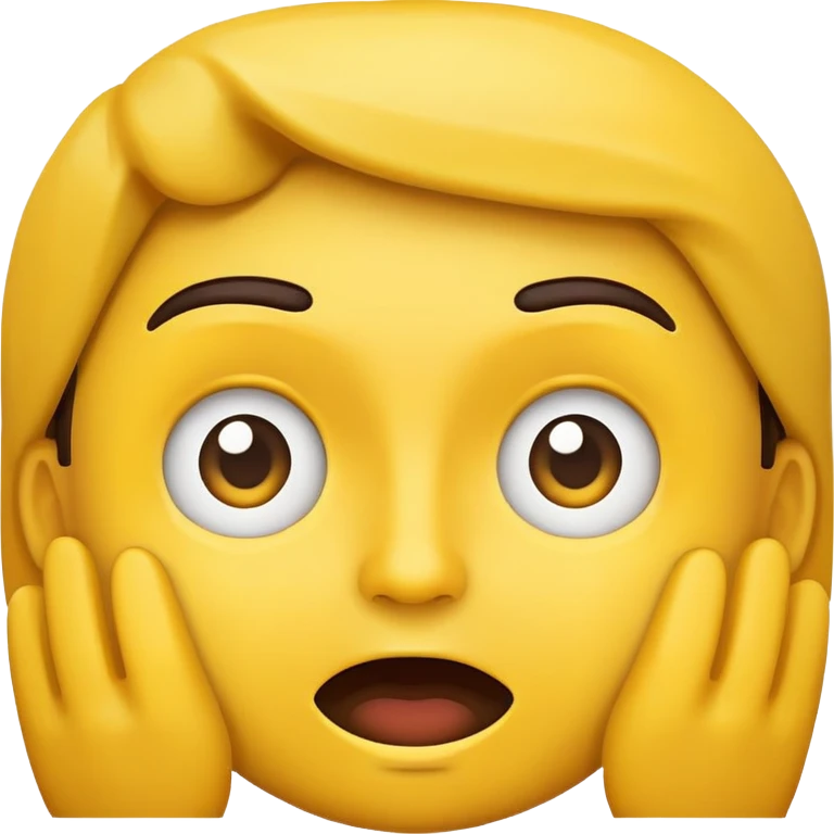 Eyebrows raised traditional yellow face non gender emoji, happy surprised emoji
