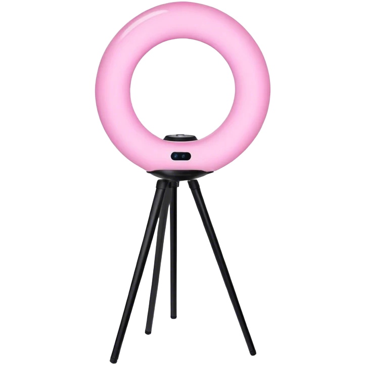 pink lit ring lamp on short tripod emoji