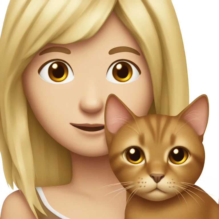 Brown cat with blond girl  emoji