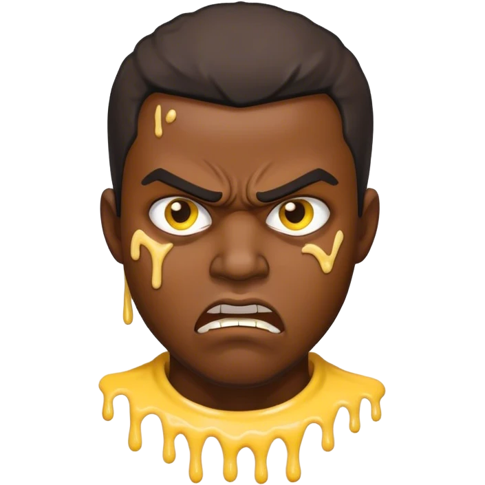angry homeless black guy with yellow and brown icing on his face emoji