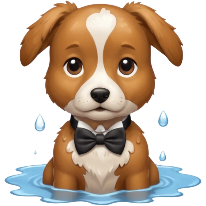 Perro puddle con moño roaa emoji