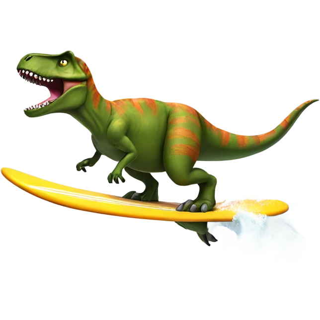 a t-rex surfing  emoji