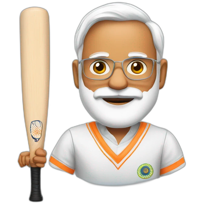 modi with cricket bat emoji
