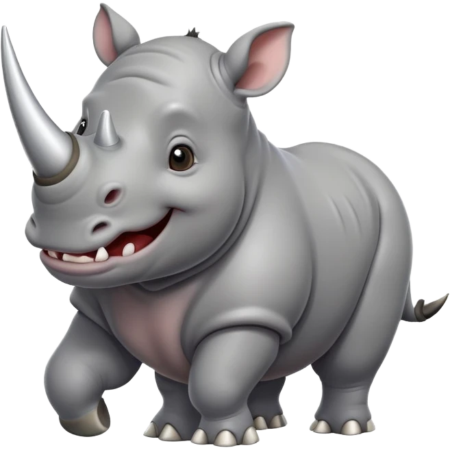 cute cartoon rhinoceros with large horn emoji