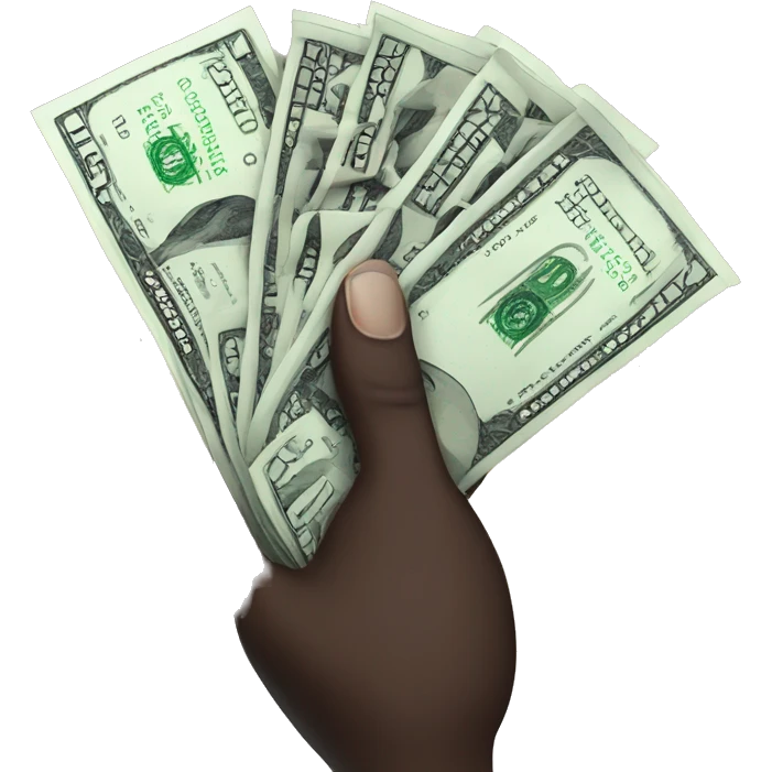 Black hand with the word Toptier tattooed on it holding a big wad of cash emoji
