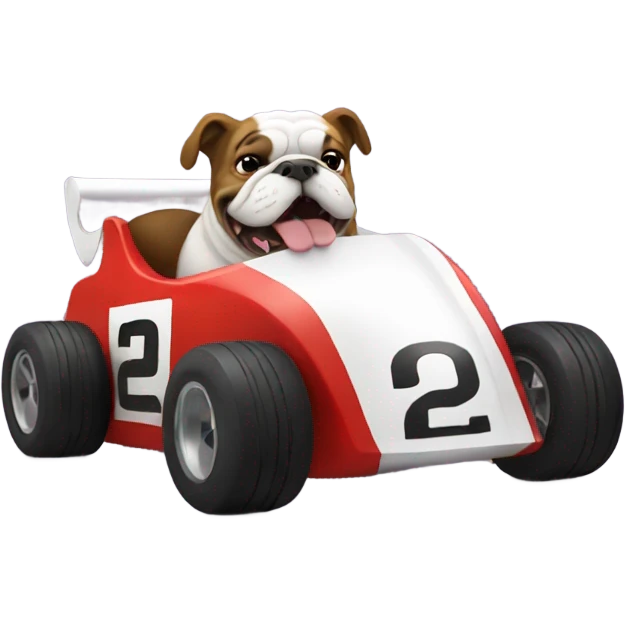 Bulldog in a race car emoji