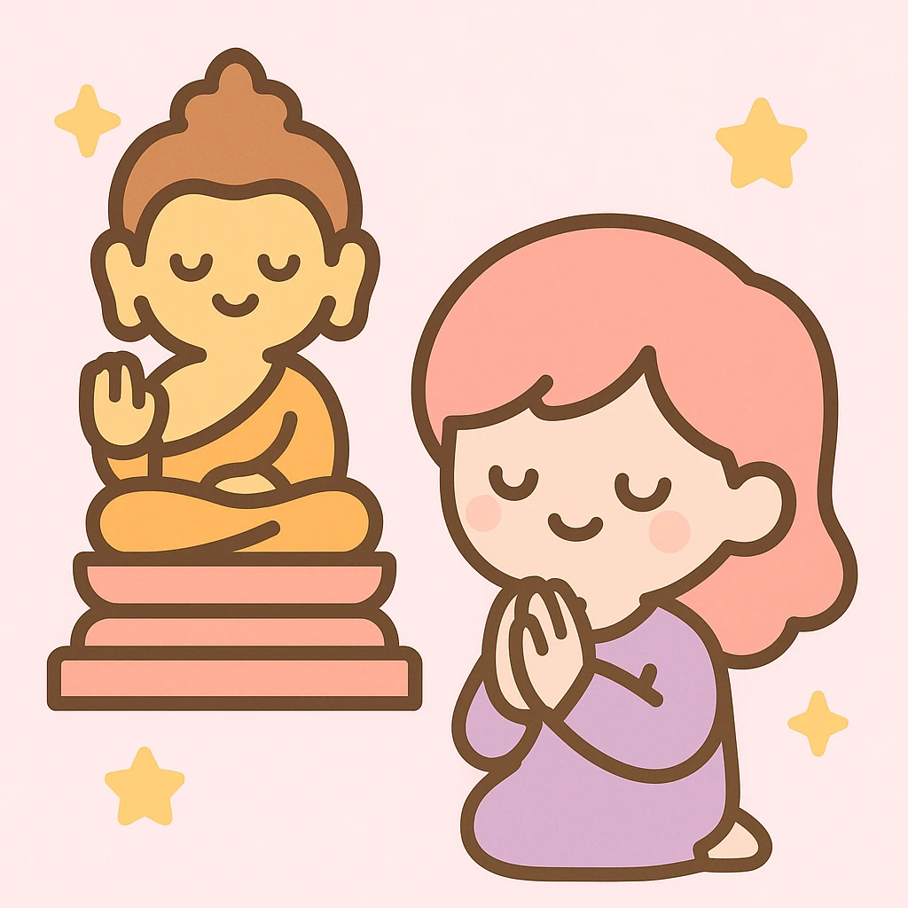 people praying in a Buddhist temple emoji