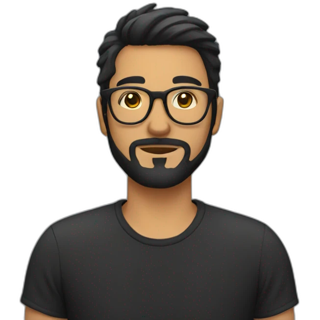 guy with black frame glasses with small beard and dar hair emoji