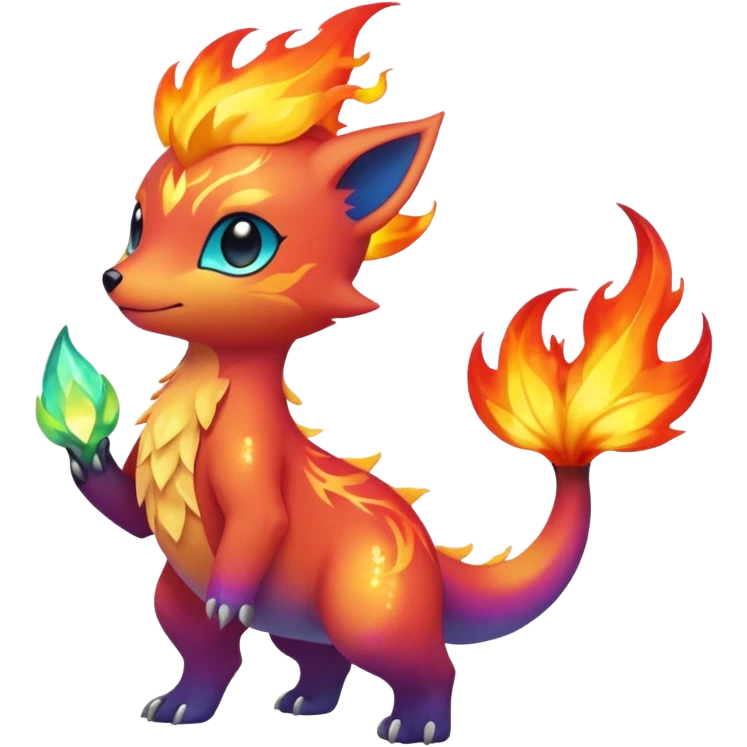 Elemental Forty Fiery Sparky Fierce Colorful Gradient Sparkly Nebular Starry Flaming Viney Vinal Dusky Aurorus-Amaura-Auroras-Pokémon-Fakémon-creature emoji